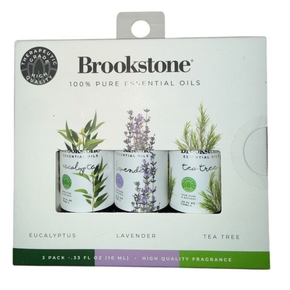 Aromatherapy Brookstone Essential Oil Set 3-Pack Euc Lavender Tea Tree 10mL Each